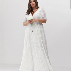 ASOS Curve flutter sleeve sequin maxi wedding dress